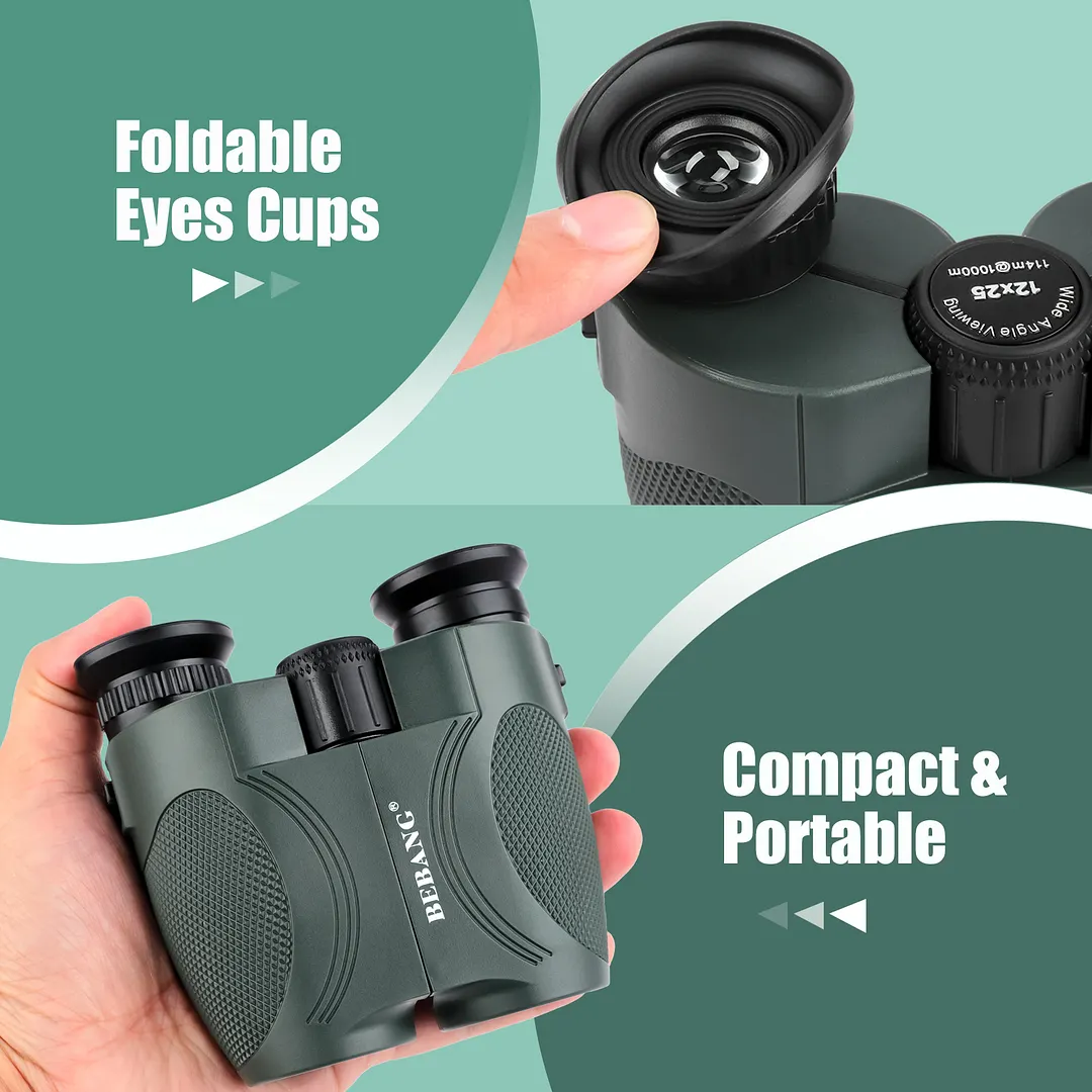 BEBANG 12x25 Binoculars for Kids Adults, Compact Binoculars for Low Light Vision, Binoculars for Bird Watching, Camping, Hiking, Sports