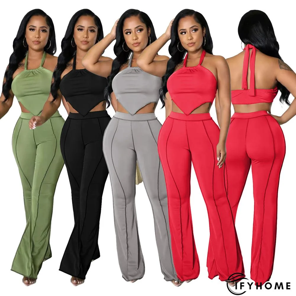 Fashion Sexy Slim Wrap Chest Wide Leg Suit | IFYHOME