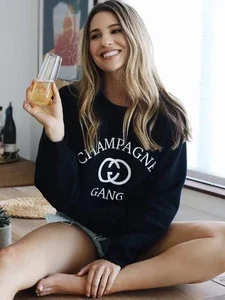 Champagne Gang Letter Sweatshirt Pullover