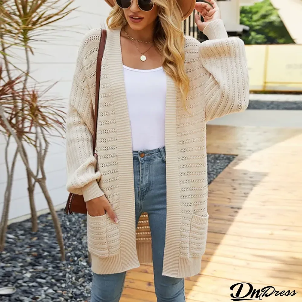 Women's New Fashionable Solid Color Knitted Cardigan