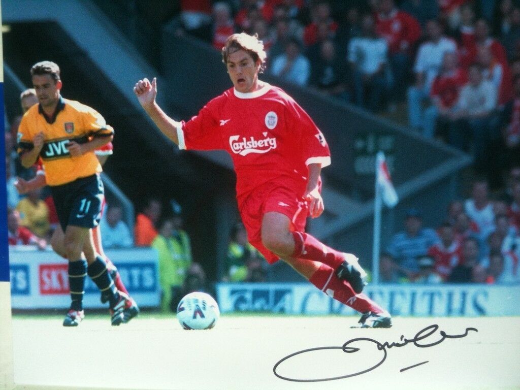 JASON McATEER - FORMER LIVERPOOL FOOTBALLER - SIGNED COLOUR ACTION Photo Poster painting