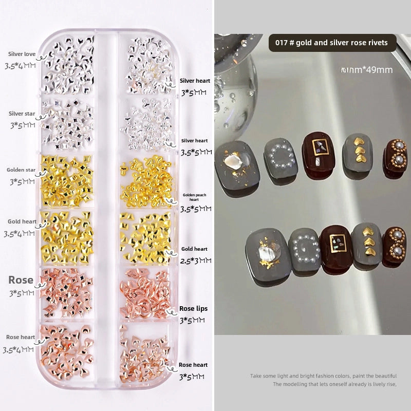 Nail Jewelry Rhinestone Flat Bottom Drill Hollow Nail Stick Drill Sequins Colored Diamond Flat Bottom Pearl Shell Japanese Series