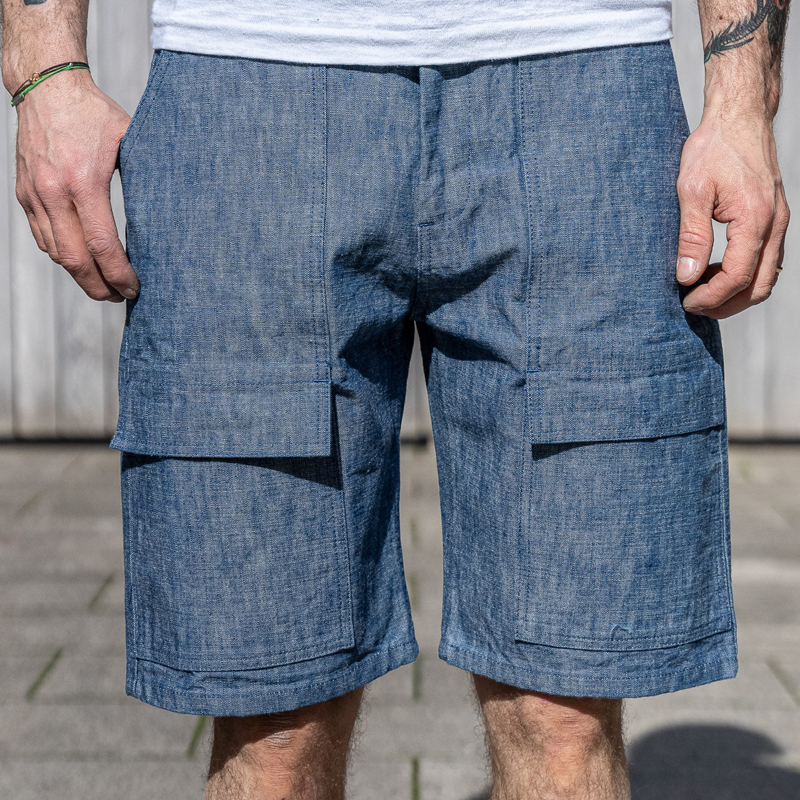 Men's Blue 14oz Heavyweight Chambray Shorts