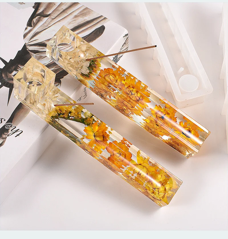 Crystal Drip Long Candlestick Incense Holder Mold