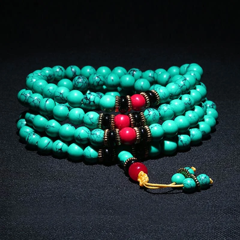Tibetan Turquoise Healing Necklace Mala