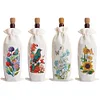 (US Local)4pcs DIY Diamond Painting Wine Bag Kit Rhinestones Liquor Bottle Cover (Flower)