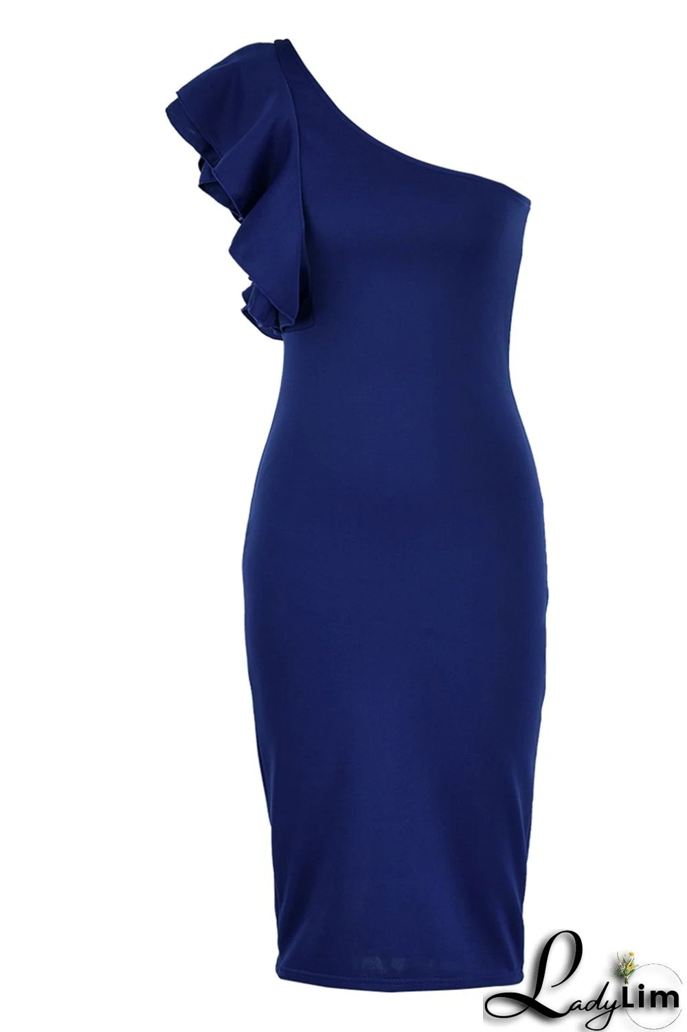 Yellow Fashion Sexy Solid Patchwork Backless One Shoulder Evening Dress