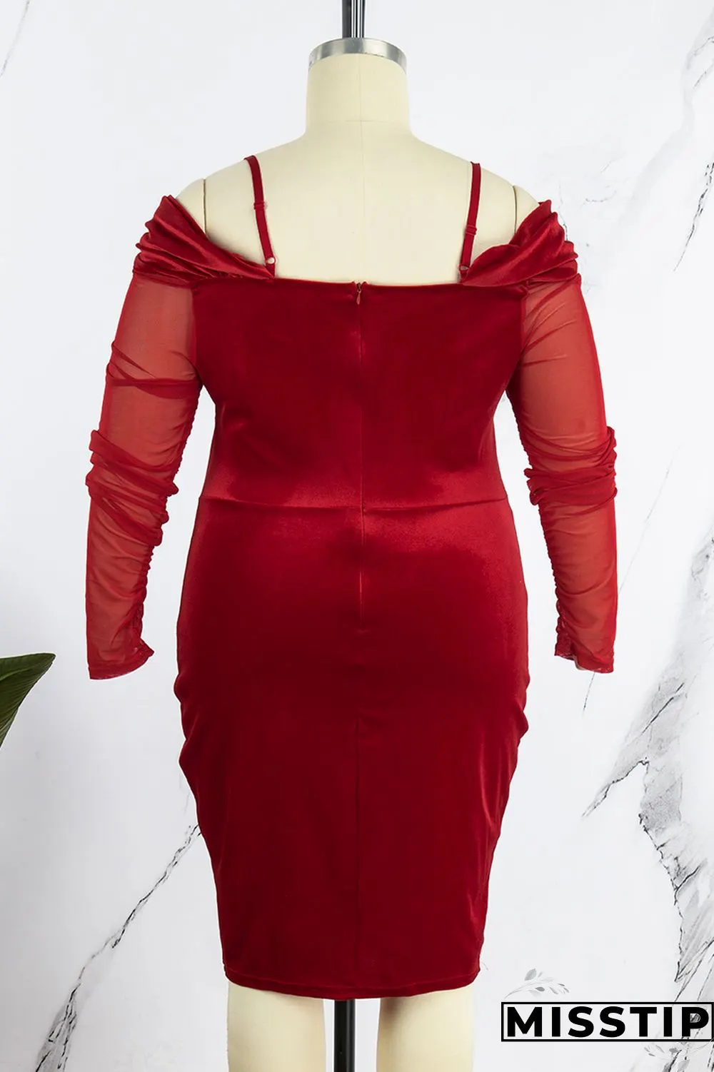 Green Sexy Casual Solid Patchwork Off the Shoulder Long Sleeve Plus Size Dresses
