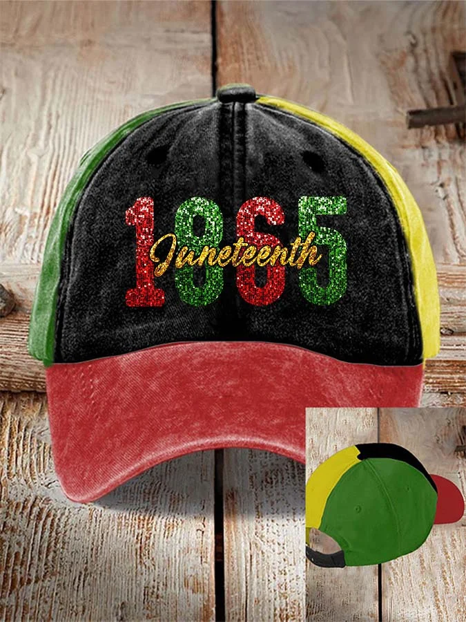 Comstylish Women's Black Juneteenth 1865 Print Hat