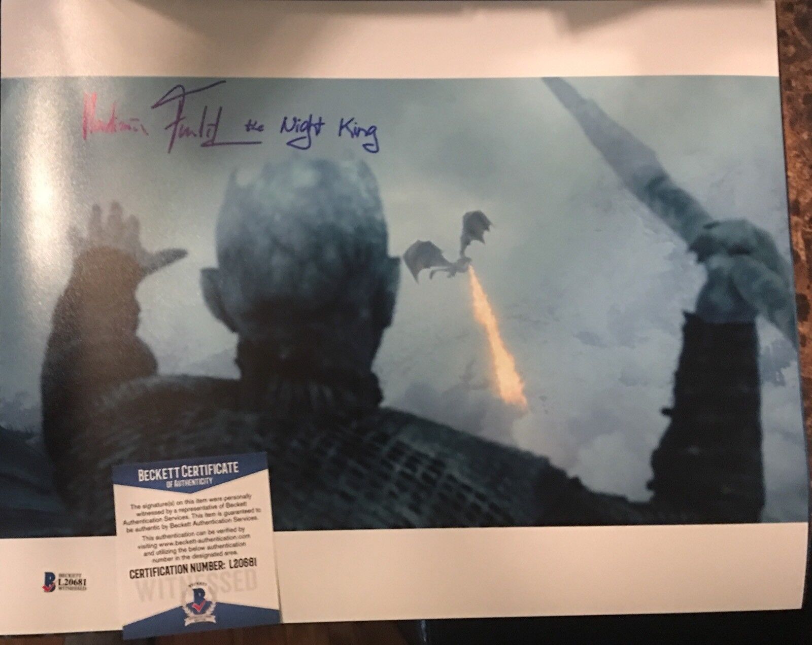 Vladimir Furdik Signed 11x14 Photo Poster painting Beckett COA Night King Game Of Thrones 3