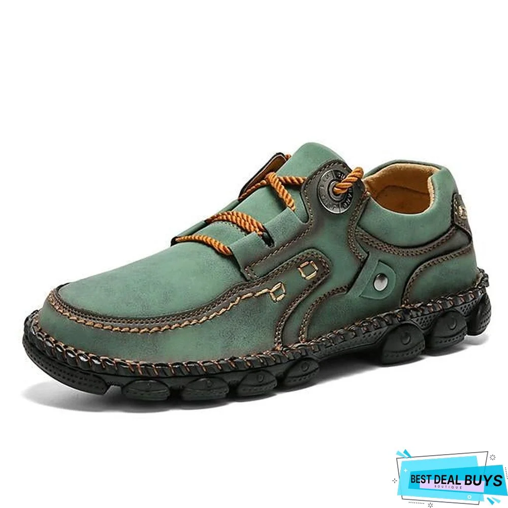 Men's Spring / Fall Casual / British Daily Outdoor Oxfords Hiking Shoes / Walking Shoes Faux Leather Non-Slipping Wear Proof Black / Yellow / Khaki