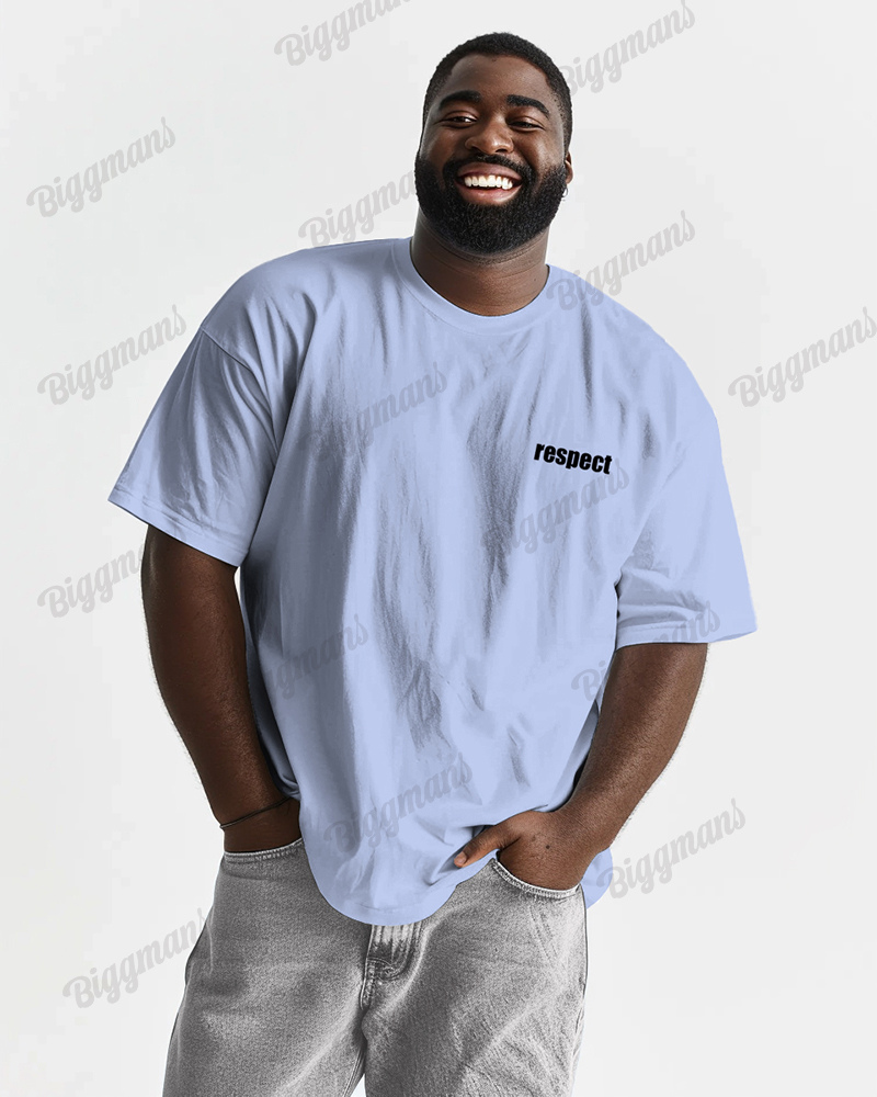 100% Cotton-simple Chest Letter Print Men's Loose Plus Size Short Sleeve T-shirt