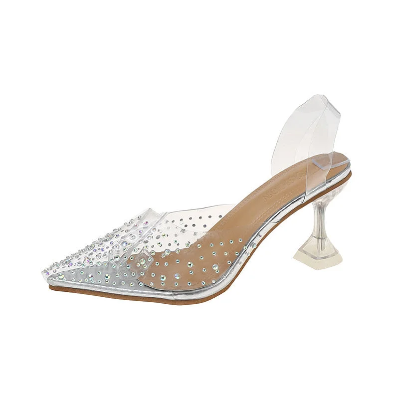 Women's Trendy Wine Glass Heel High Heel Transparent Vamp Sandals