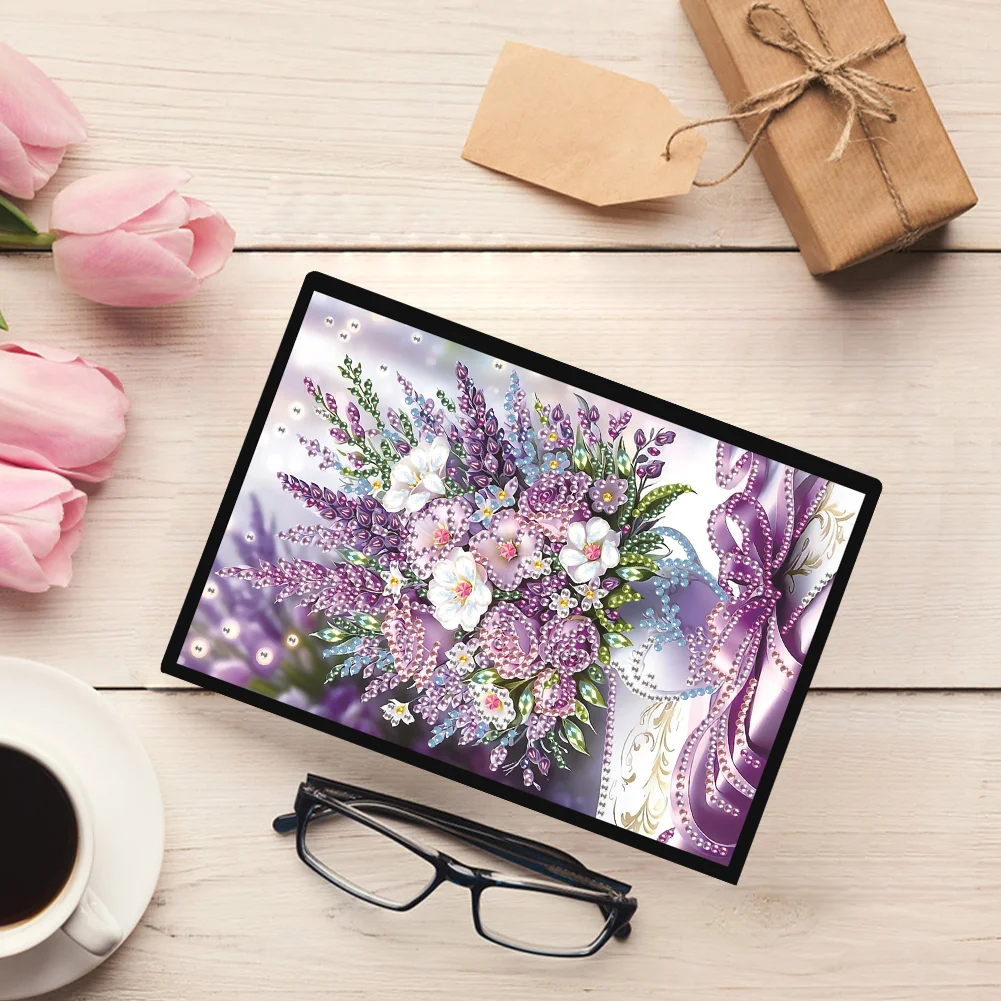 DIY Flowers Vase Special Shaped Diamond Painting Journal Notebook for Students