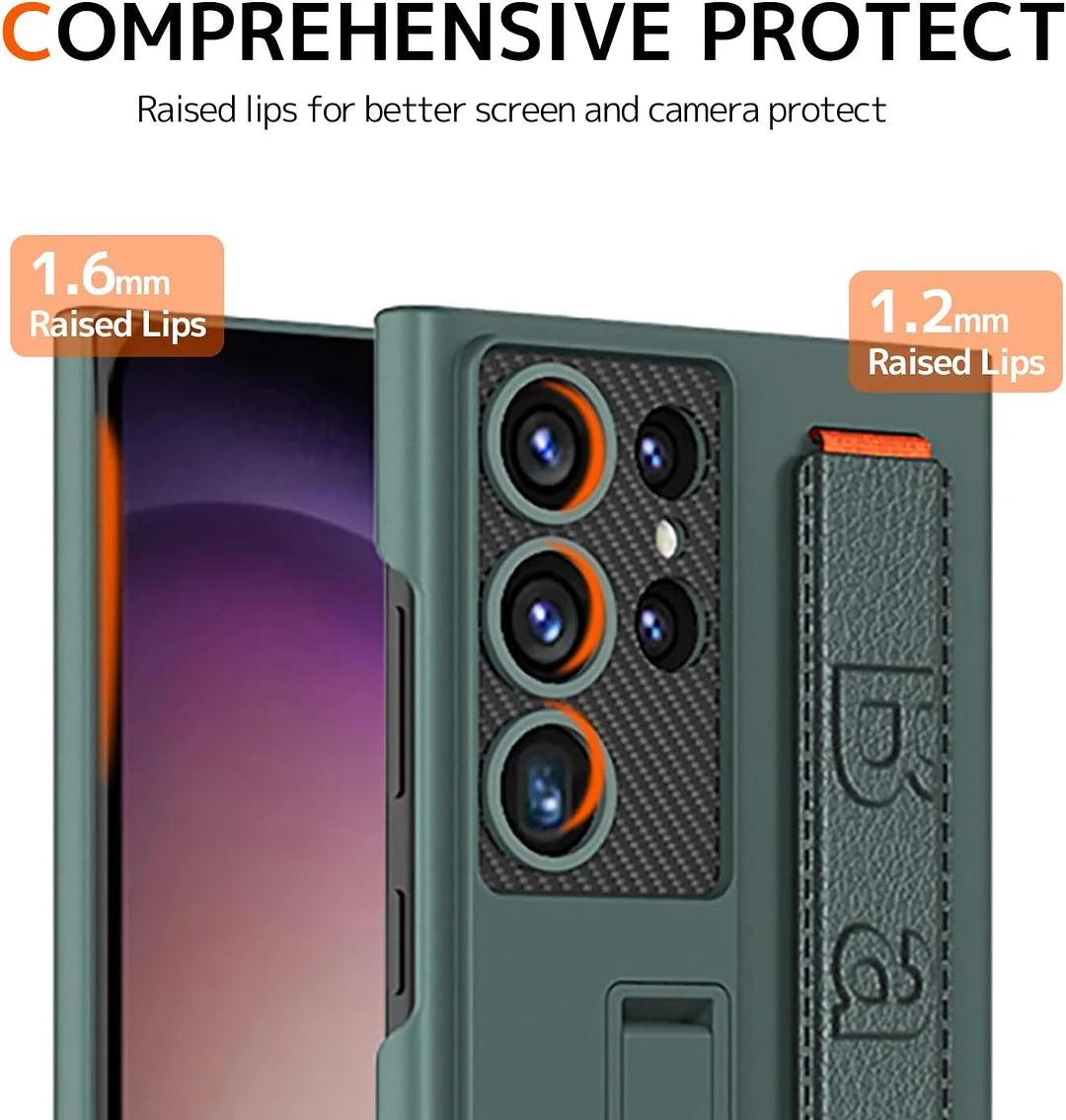 Suitable for S26 Ultra phone case, ultra-thin stand, elastic wrist strap, precision hole, shockproof protective case