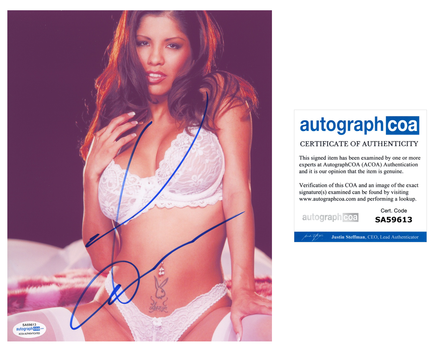 Alexis Amore Signed Autograph 8x10 Photo Poster painting Sexy Adult Film Actress Model ACOA COA