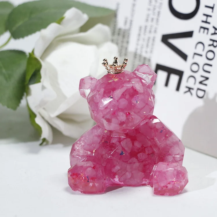 Olivenorma Crystal Gravel Resin Bear Ornament Gemstone Decoration