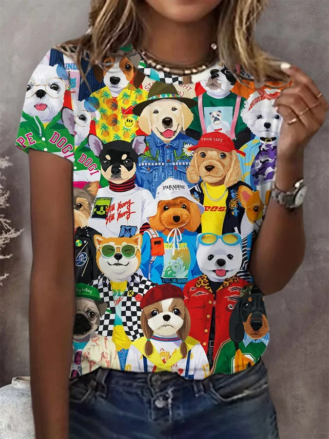 Women's Animal Print Casual Round Neck T-Shirt