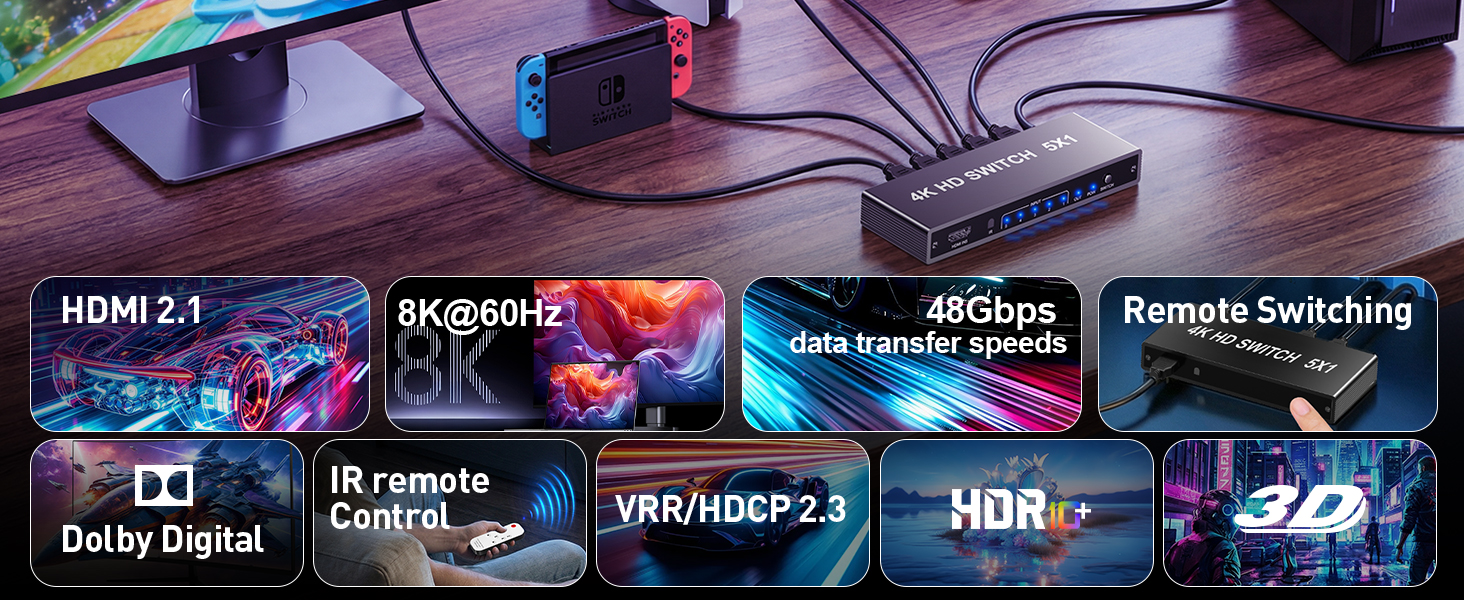 hdmi switcher 5 in 1 out
