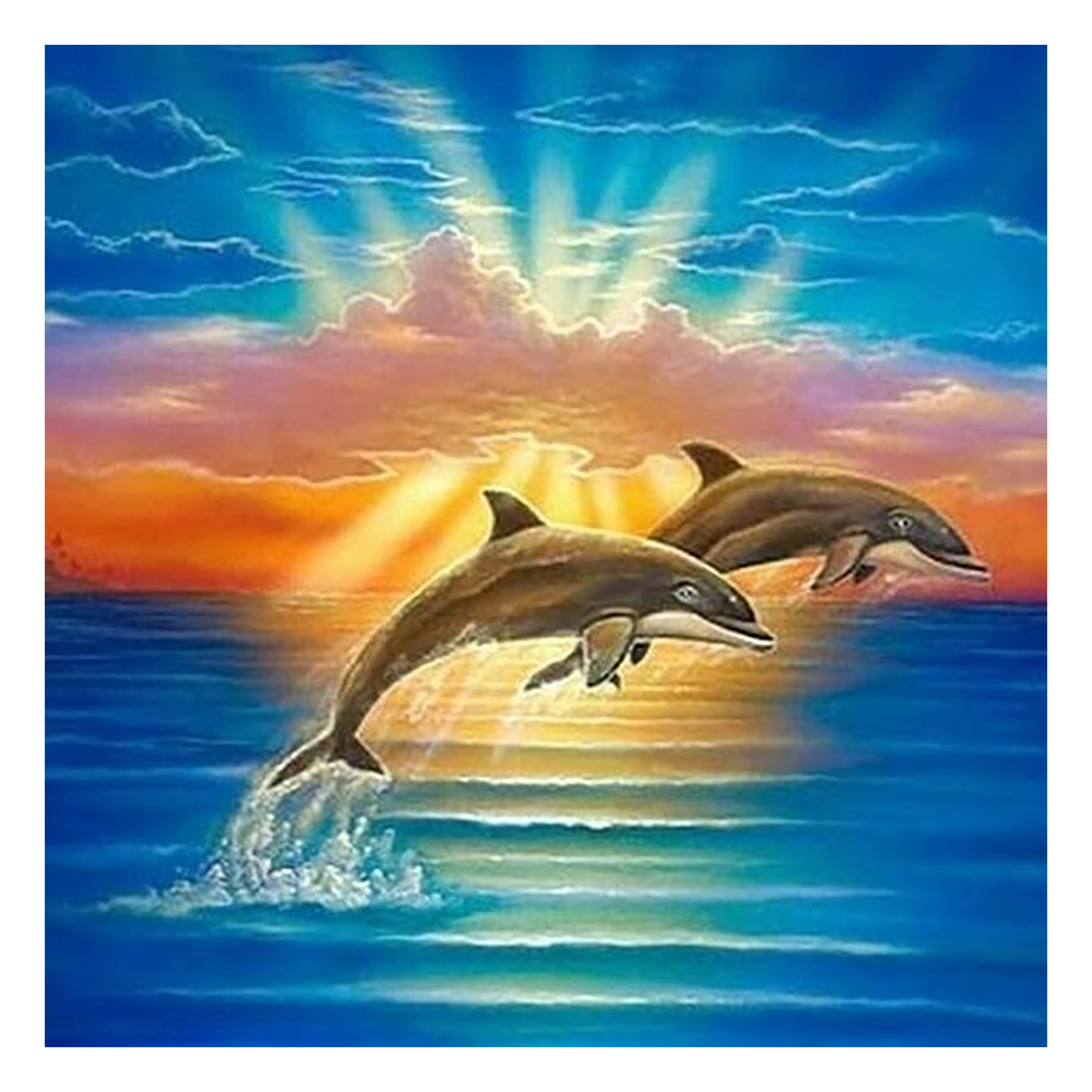 

30*30CM - Round Drill Diamond Painting - Jumping Dolphin, 501 Original