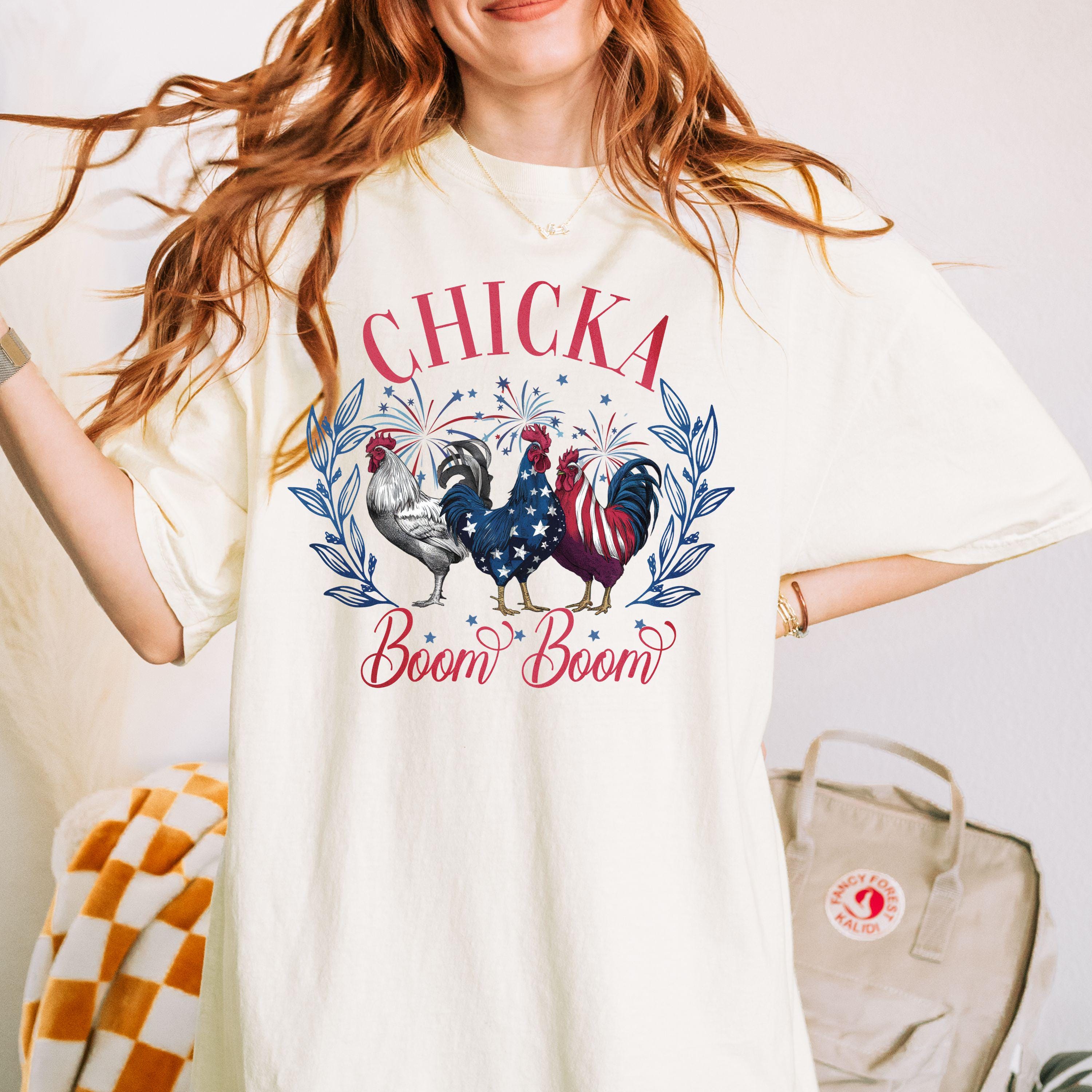 Loveyoufancy Chicka Boom Boom Shirt – Patriotic Rooster T-Shirt