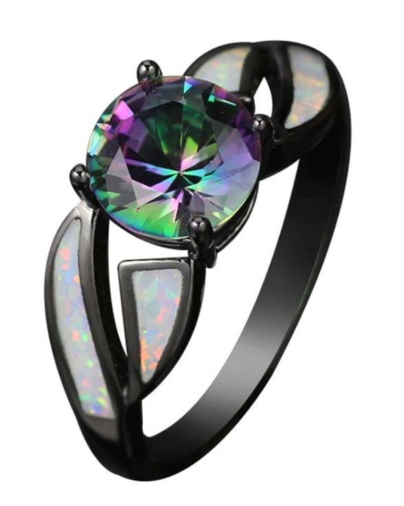 Black Opal Cube Ring