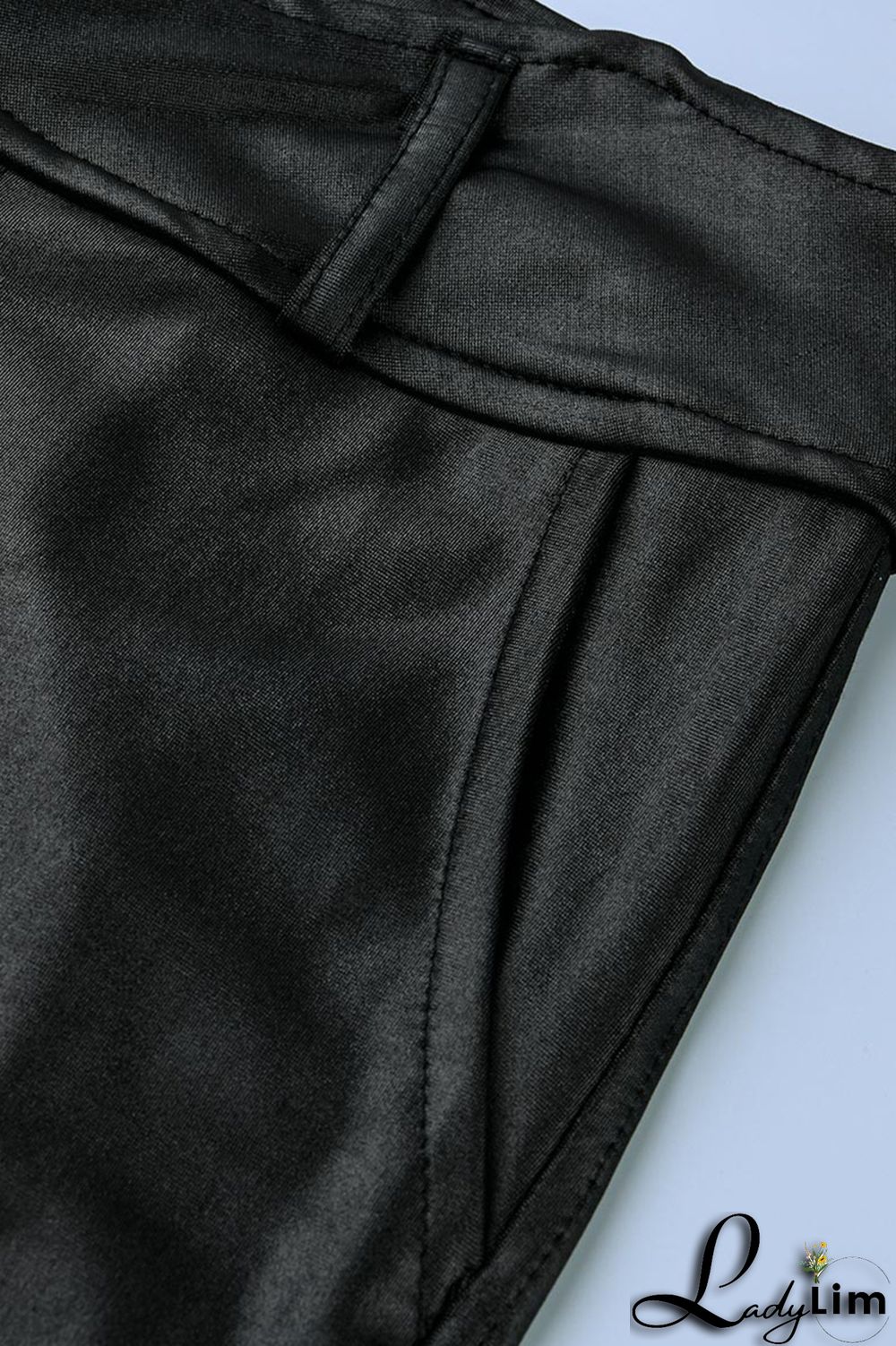 Black Fashion Casual Solid With Belt Skinny High Waist Pencil Trousers