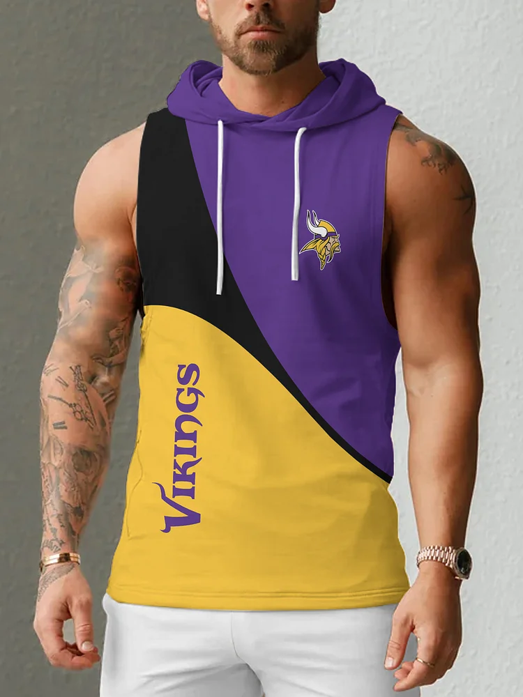 Minnesota Vikings Men's  Casual Comfy Sleeveless Hooded Tank Top