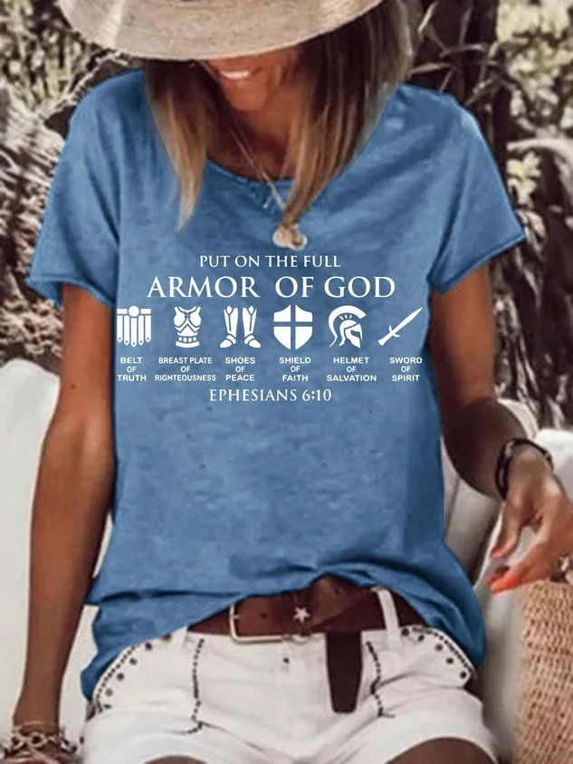 Put On The Full Armor Of God Crew Neck Shirts & Tops socialshop