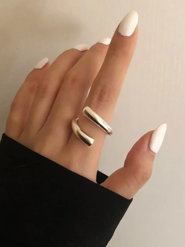 Geometric Hollow Solid Color Rings Accessories