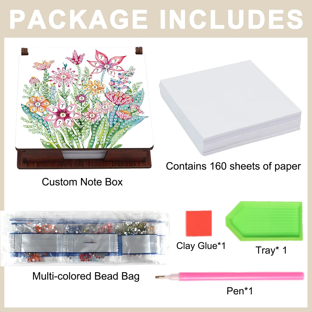 DIY Flower Diamond Painting Note Box Paper 160 Sheets of Paper for DIY Art Craft