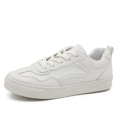 COZOK 2021 New spring tenis feminino lace-up white shoes woman PU Leather solid color female shoes casual women sneakers T133