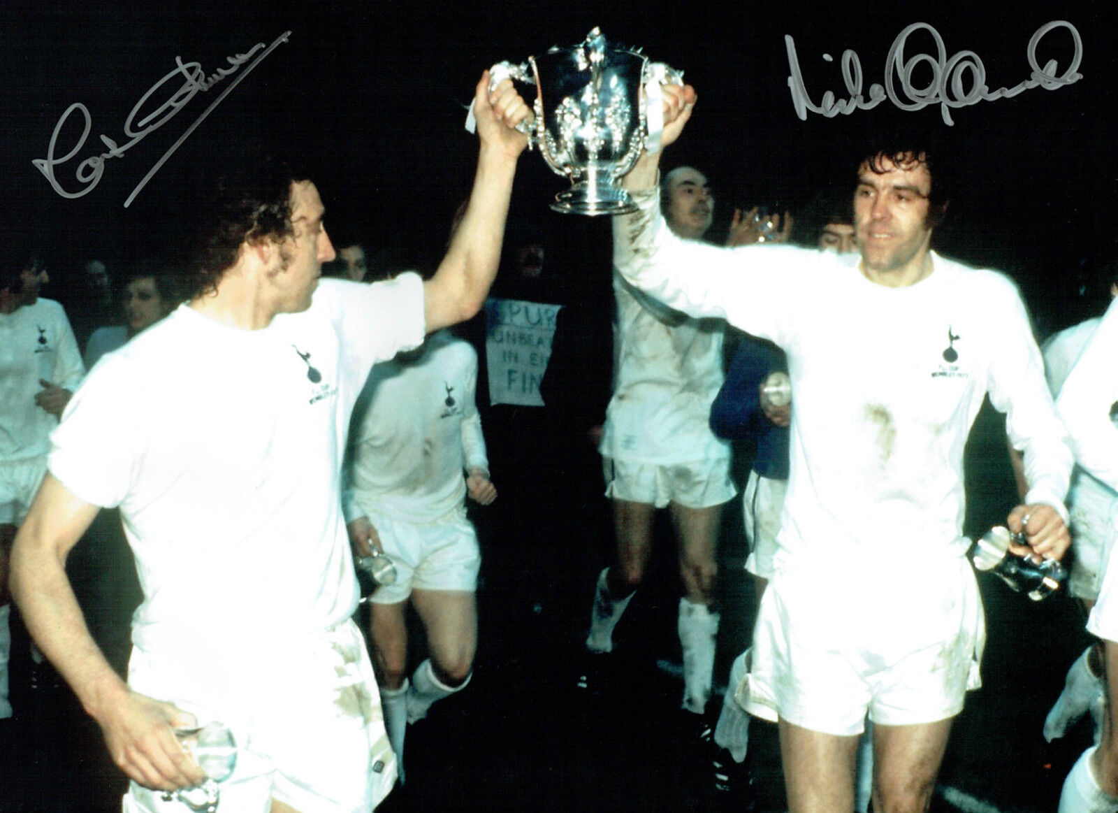 Martin CHIVERS & Mike ENGLAND Signed Autograph 16x12 Spurs Photo Poster painting AFTAL COA