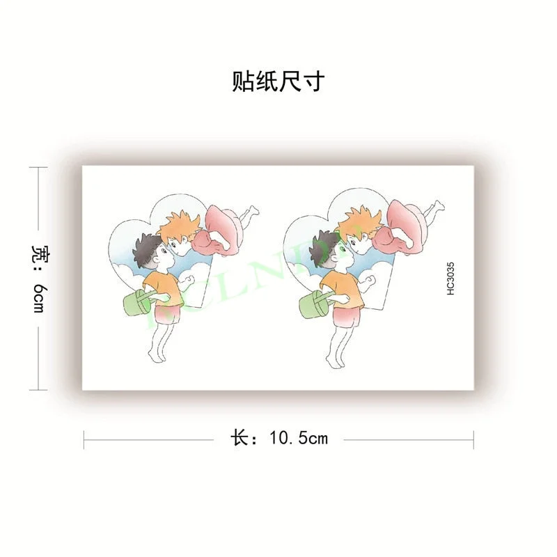 Waterproof Temporary Tattoo Sticker Anime Cartoon Kids Sea Love Pattern Flash Tatoo Fake Tatto Body Art for Woman Men