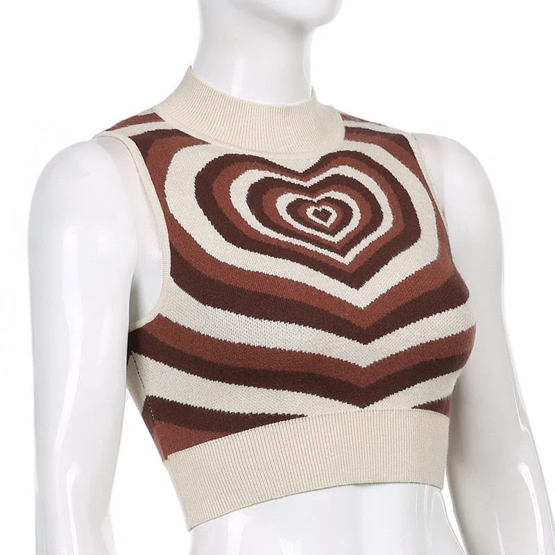 Y2K Aesthetics Heart Striped Turtleneck Pullovers E-girl Sweet Long Sleeve Hot Pink woman sweaters Harajuku 90s Knitwear  Autumn