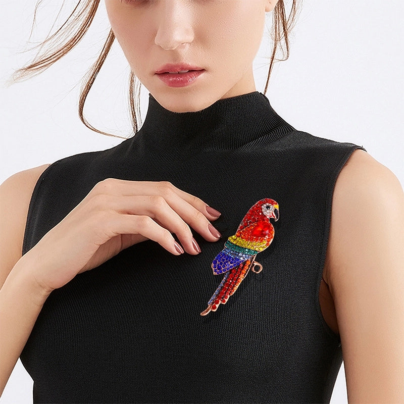 Hip-Hop Vintage Style Pin Parrot Rhinestone Zinc Alloy Women's Brooches2