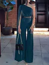 Urban Asymmetric Pleated One-Shoulder High Waisted Wide Leg Jumpsuit