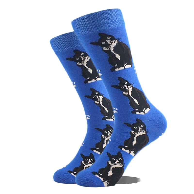 Unisex Cute Printing Animal Color Block Cotton Ankle Socks A Pair