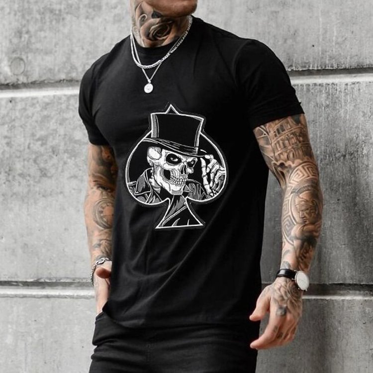 Men's Casual Round Neck Short Sleeve Printed Long Pullover Men's T-Shirt