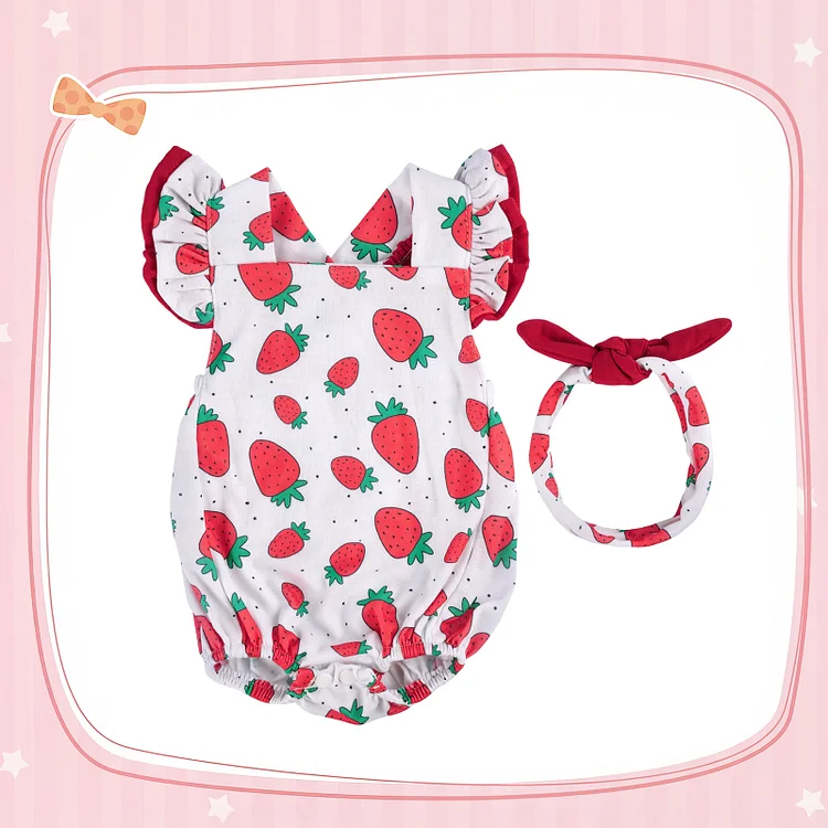 20"-22" Strawberry Pattern Baby Doll Clothing Set Babeside Baby Doll Accessories 2 Pcs