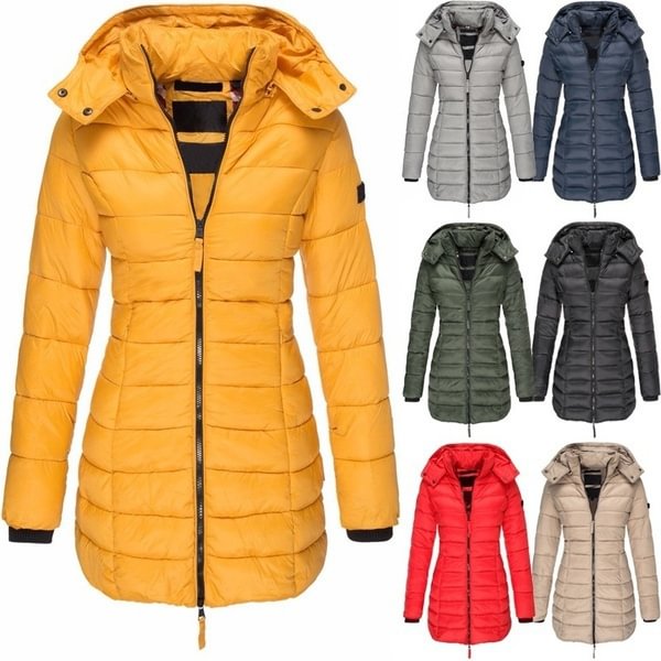New  Winter Long Down Jacket Women's Thick Warm Hooded Cotton Padded Down Jacket Coat