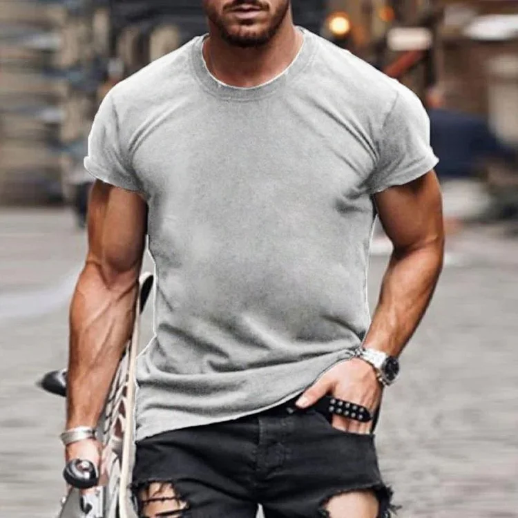Men's Casual Solid Color Tight Short Sleeve T-Shirt Radinnoo.com