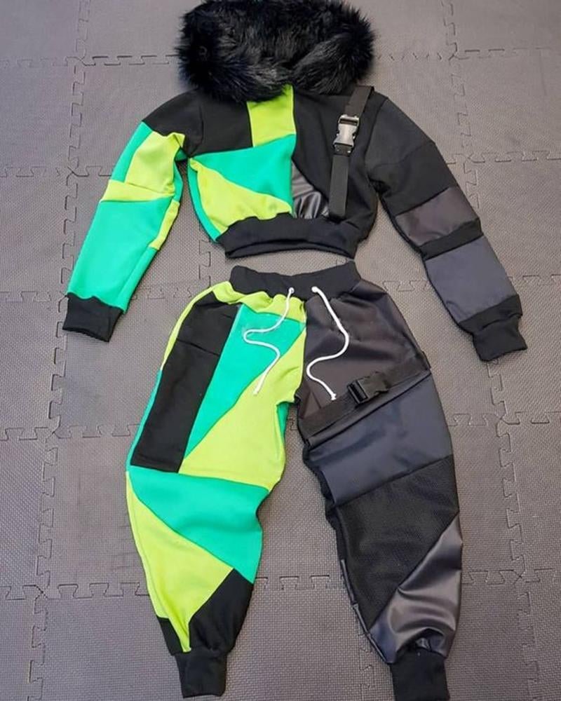Women's Sporty Patchwork Printed Sets39