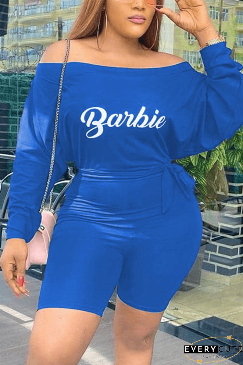 Fashion Casual Bateau Neck Letter Print Romper