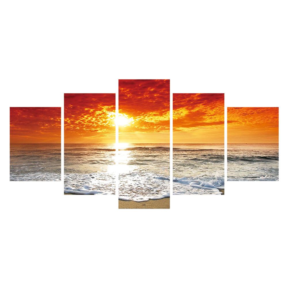 

95*45CM - 5Pcs Seaside Sun - Square Drill Diamond Painting, 501 Original