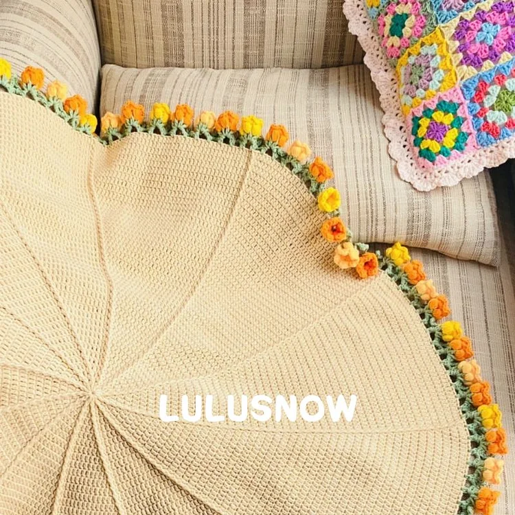 Lulusnow Handmade Yellow 3D Lily Of The Valley Flower Bell Orchid Flower Bouquet Blanket Knitted Sofa Blanket Crochet Flower Blanket Gift Christmas/Valentine's/Easter/Mother's Day Gifts