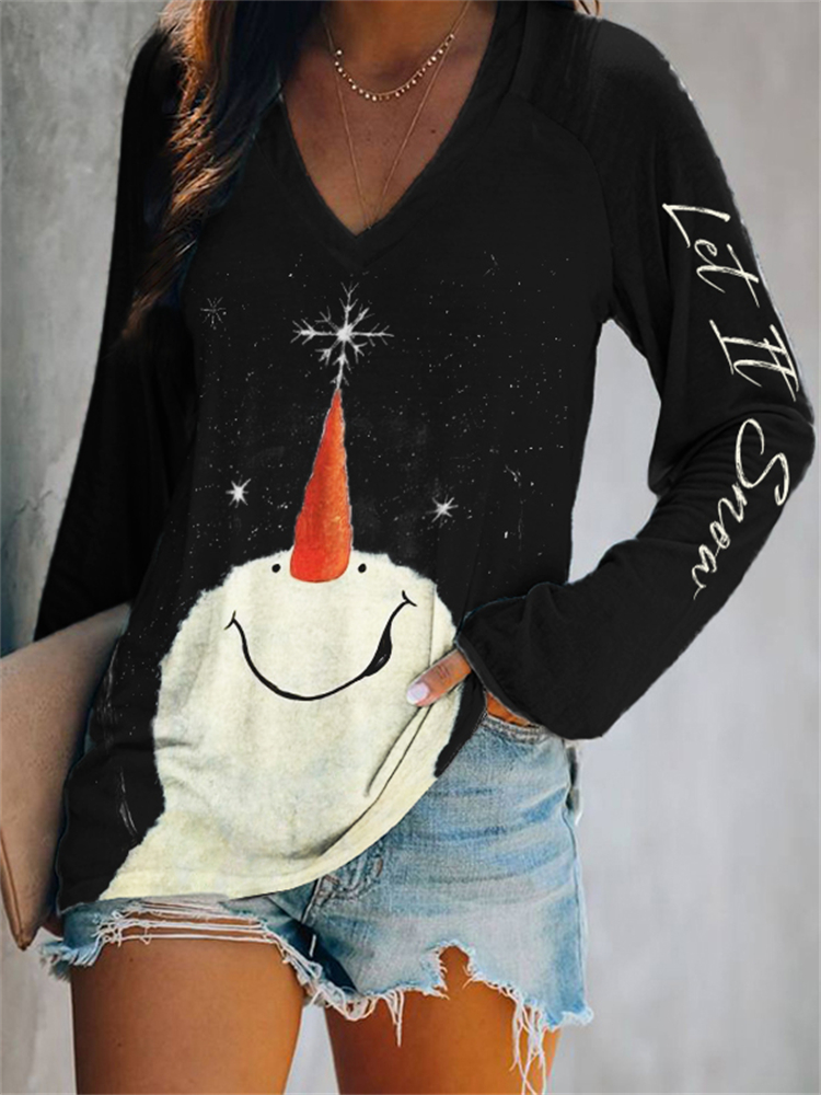 Fashionable  Christmas  Women's Print Long Sleeve T-Shirt.