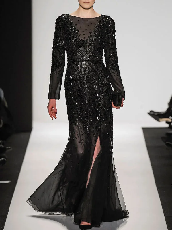 temperament sequin open lace ladies' dress