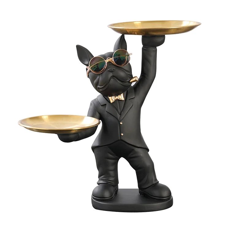 【Ornament】Home Decor Resin Ornaments-Dog Bulldog Tray gbfke