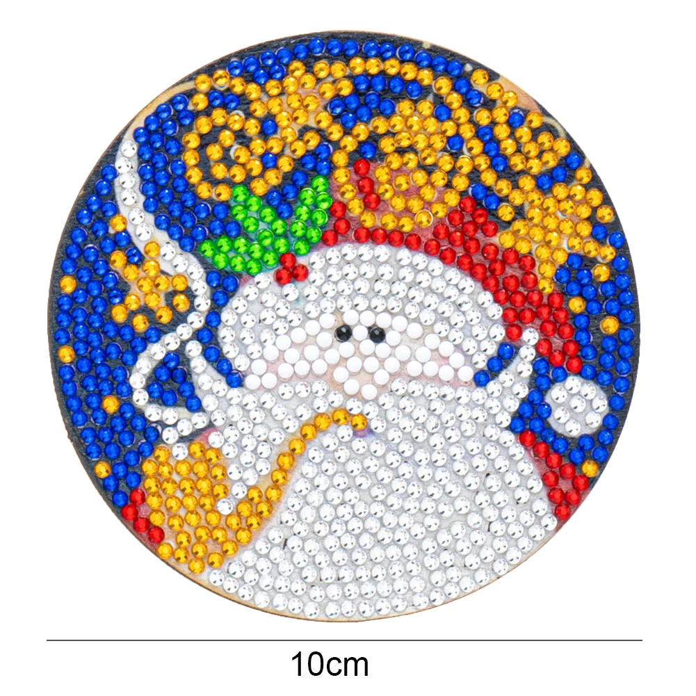 6pcs DIY Point Drill Coaster Christmas Style with Mat Shelf Kits(Wooden)